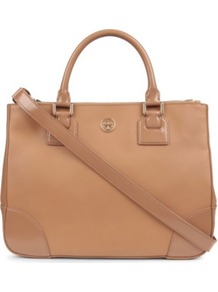 Robinson Double Zip Tote - predominant colour: camel; occasions: casual, work; type of pattern: standard; style: tote; length: handle; size: standard; material: leather; pattern: plain; finish: plain