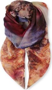 Mineral Placement Silk Chiffon Scarf - occasions: casual, evening, work, occasion; predominant colour: multicoloured; type of pattern: standard; style: square; size: standard; material: silk; pattern: patterned/print