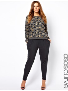 Curve Peg Trousers In Jersey - pattern: plain; waist detail: elasticated waist; style: peg leg; pocket detail: pockets at the sides; waist: mid/regular rise; predominant colour: black; occasions: casual, holiday; length: ankle length; fibres: cotton - mix; hip detail: draped at hip/ruched; fit: tapered; pattern type: fabric; texture group: jersey - stretchy/drapey