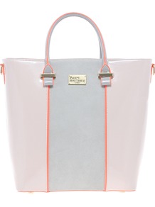 Natasha Large Patent & Suedette Shopper - predominant colour: blush; occasions: casual, work; type of pattern: light; style: tote; length: handle; size: standard; material: faux leather; pattern: two-tone; finish: patent
