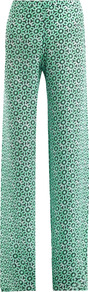 Mosaic Print Trousers - style: palazzo; waist: high rise; length: extra long; predominant colour: mint green; occasions: casual, evening; fibres: silk - 100%; fit: wide leg; pattern type: fabric; pattern size: standard; pattern: patterned/print; texture group: other - light to midweight
