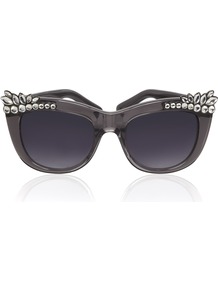 Louise Diamante Sunglass - predominant colour: charcoal; occasions: casual, holiday; style: cateye; size: standard; material: plastic/rubber; embellishment: crystals; pattern: plain; finish: plain