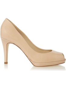 Leila Peep Toe Court, Nude - predominant colour: nude; occasions: evening, work, occasion, holiday; material: leather; heel height: high; heel: platform; toe: open toe/peeptoe; style: courts; finish: patent; pattern: plain