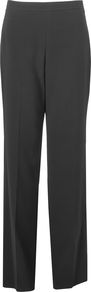Women's Flat Front Parallel Leg Trouser, Black - length: standard; pattern: plain; waist detail: fitted waist; waist: mid/regular rise; predominant colour: black; occasions: work; fibres: polyester/polyamide - mix; hip detail: fitted at hip (bottoms); fit: wide leg; pattern type: fabric; pattern size: standard; texture group: woven light midweight; style: standard