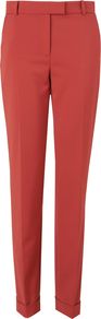 Women's Turn Up Trs, Pink - length: standard; pattern: plain; waist: mid/regular rise; predominant colour: terracotta; occasions: casual, evening, work; fibres: polyester/polyamide - mix; jeans & bottoms detail: turn ups; texture group: cotton feel fabrics; fit: straight leg; pattern type: fabric; pattern size: standard; style: standard