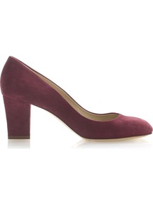 Carla Court, Black - predominant colour: magenta; occasions: evening, work; material: leather; heel height: mid; heel: block; toe: round toe; style: courts; finish: plain; pattern: plain
