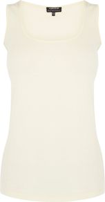 Women's Basic Cotton Vest, Cream - sleeve style: standard vest straps/shoulder straps; pattern: plain; style: vest top; predominant colour: ivory; occasions: casual; length: standard; neckline: scoop; fibres: cotton - 100%; fit: body skimming; sleeve length: sleeveless; pattern type: fabric; texture group: jersey - stretchy/drapey