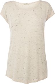 Women's Oversized Neppy Tee, Neutral - neckline: round neck; pattern: plain; length: below the bottom; style: t-shirt; predominant colour: stone; occasions: casual, holiday; fibres: viscose/rayon - stretch; fit: loose; back detail: longer hem at back than at front; sleeve length: short sleeve; sleeve style: standard; pattern type: fabric; texture group: jersey - stretchy/drapey