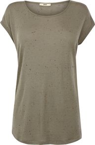 Women's Oversized Neppy Tee, Khaki - neckline: round neck; pattern: plain; length: below the bottom; style: t-shirt; predominant colour: sage; occasions: casual, holiday; fibres: viscose/rayon - stretch; fit: loose; sleeve length: short sleeve; sleeve style: standard; pattern type: fabric; texture group: jersey - stretchy/drapey