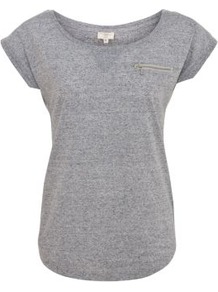Grey Zip Pocket T Shirt - neckline: round neck; pattern: plain; style: t-shirt; bust detail: pocket detail at bust; predominant colour: mid grey; occasions: casual, work; length: standard; fibres: cotton - 100%; fit: body skimming; sleeve length: short sleeve; sleeve style: standard; pattern type: fabric; texture group: jersey - stretchy/drapey