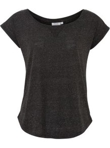 Petite Black Basic Slub T Shirt - neckline: round neck; sleeve style: capped; pattern: plain; style: t-shirt; predominant colour: black; occasions: casual; length: standard; fibres: cotton - 100%; fit: loose; back detail: longer hem at back than at front; sleeve length: short sleeve; pattern type: fabric; texture group: jersey - stretchy/drapey