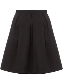 Black Prom Skirt - length: mid thigh; pattern: plain; style: full/prom skirt; fit: loose/voluminous; waist: high rise; predominant colour: black; occasions: evening, work, occasion; fibres: cotton - stretch; hip detail: sculpting darts/pleats/seams at hip; texture group: cotton feel fabrics; pattern type: fabric