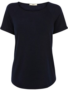 Raglan Textured T Shirt - neckline: round neck; pattern: plain; style: t-shirt; predominant colour: black; occasions: casual, work; length: standard; fibres: polyester/polyamide - 100%; fit: straight cut; sleeve length: short sleeve; sleeve style: standard; pattern type: fabric; pattern size: standard; texture group: jersey - stretchy/drapey