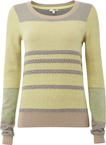 Nw3 Hobbs Fantasy Stitch Jumper - neckline: round neck; pattern: horizontal stripes; style: standard; predominant colour: lime; occasions: casual, work; length: standard; fibres: cotton - mix; fit: standard fit; sleeve length: long sleeve; sleeve style: standard; texture group: knits/crochet; pattern type: knitted - fine stitch; pattern size: small & light