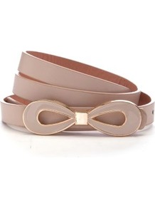 Stone Enamel Bow Skinny Waist Belt - predominant colour: stone; occasions: casual, work, occasion; type of pattern: standard; style: plaque; size: skinny; worn on: waist; material: faux leather; pattern: plain; finish: plain; embellishment: bow