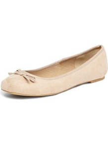 Nude Square Toe Ballet Shoes - predominant colour: nude; occasions: casual, work; material: fabric; heel height: flat; toe: round toe; style: ballerinas / pumps; finish: plain; pattern: plain