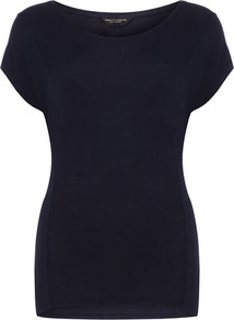 Navy Seam Front Tee - neckline: round neck; pattern: plain; style: t-shirt; predominant colour: navy; occasions: casual; length: standard; fibres: viscose/rayon - 100%; fit: body skimming; sleeve length: short sleeve; sleeve style: standard; pattern type: fabric; texture group: jersey - stretchy/drapey