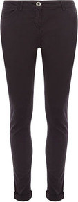Navy Slant Pocket Trouser - pattern: plain; style: leggings; pocket detail: traditional 5 pocket; waist: mid/regular rise; predominant colour: black; occasions: casual, evening; length: ankle length; fibres: cotton - 100%; jeans & bottoms detail: turn ups; texture group: cotton feel fabrics; fit: skinny/tight leg; pattern type: fabric