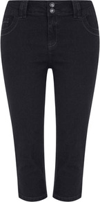 Black Denim Crop - style: skinny leg; pattern: plain; pocket detail: traditional 5 pocket; waist: mid/regular rise; predominant colour: black; occasions: casual; length: calf length; fibres: cotton - stretch; jeans detail: dark wash; texture group: denim; pattern type: fabric