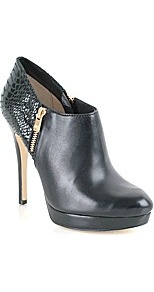 York Bootie - predominant colour: black; occasions: casual, evening, work; material: leather; heel height: high; embellishment: zips; heel: platform; toe: round toe; boot length: shoe boot; style: standard; finish: patent; pattern: animal print, plain