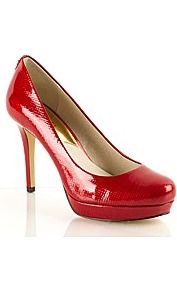 Ionna Court - predominant colour: true red; occasions: casual, evening, work; material: leather; heel height: high; heel: platform; toe: round toe; style: courts; finish: patent; pattern: plain