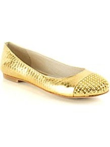 Aria Ballet Pump - predominant colour: gold; occasions: casual, evening, work, holiday; material: leather; heel height: flat; embellishment: studs; toe: round toe; style: ballerinas / pumps; trends: metallics; finish: metallic; pattern: plain