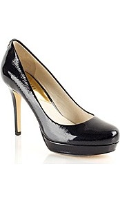 Ionna Court - predominant colour: navy; occasions: casual, evening, work; material: leather; heel height: high; heel: platform; toe: round toe; style: courts; finish: patent; pattern: plain