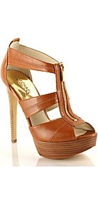 Berkley Platform - predominant colour: tan; occasions: evening, holiday; material: leather; heel height: high; embellishment: zips; ankle detail: ankle strap; heel: platform; toe: open toe/peeptoe; style: gladiators; finish: plain; pattern: plain