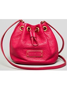 Pouch Too Hot To Handle Drawstring - predominant colour: hot pink; occasions: casual, evening, work; type of pattern: standard; style: onion bag; length: across body/long; size: mini; material: leather; pattern: plain; finish: plain