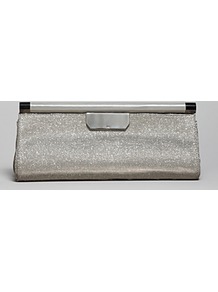 Clutch Dowel East West - predominant colour: silver; occasions: evening, occasion; type of pattern: standard; style: clutch; length: hand carry; size: small; material: fabric; pattern: plain; trends: metallics; finish: metallic; embellishment: chain/metal