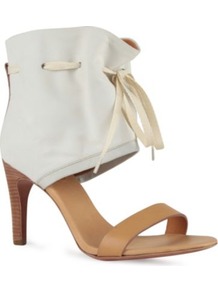 Effie Leather Ankle Sandals - predominant colour: white; occasions: casual, evening, work, occasion, holiday; material: leather; heel height: mid; embellishment: ribbon; ankle detail: ankle tie; heel: stiletto; toe: open toe/peeptoe; style: standard; finish: plain; pattern: colourblock