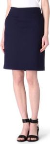 A Line Skirt - pattern: plain; fit: loose/voluminous; waist: high rise; predominant colour: navy; occasions: work; length: just above the knee; style: a-line; fibres: cotton - mix; pattern type: fabric; pattern size: standard; texture group: other - light to midweight