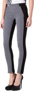 Contrast Panel Jeans - style: leggings; pocket detail: small back pockets; waist: mid/regular rise; predominant colour: mid grey; occasions: casual, evening, work; length: ankle length; fibres: cotton - stretch; hip detail: fitted at hip (bottoms); waist detail: narrow waistband; fit: skinny/tight leg; pattern type: fabric; pattern size: standard; pattern: colourblock; texture group: jersey - stretchy/drapey