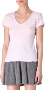 V Neck T Shirt - neckline: low v-neck; pattern: plain; style: t-shirt; predominant colour: blush; occasions: casual; length: standard; fibres: cotton - 100%; fit: body skimming; sleeve length: short sleeve; sleeve style: standard; pattern type: fabric; pattern size: standard; texture group: jersey - stretchy/drapey