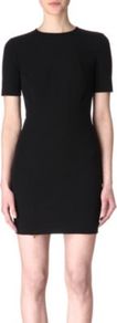 Stretch Crepe Dress - length: mini; fit: tight; pattern: plain; style: bodycon; waist detail: fitted waist; predominant colour: black; occasions: casual, evening; fibres: nylon - mix; neckline: crew; sleeve length: short sleeve; sleeve style: standard; texture group: jersey - stretchy/drapey