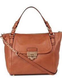 Deneuve Large Leather Shoulder Bag - predominant colour: tan; occasions: casual, work; type of pattern: standard; style: shoulder; length: shoulder (tucks under arm); size: oversized; material: leather; pattern: plain; finish: plain