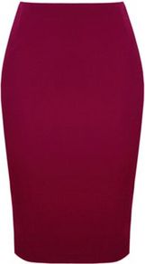 Crepe Pencil Skirt - pattern: plain; style: pencil; fit: tight; hip detail: fitted at hip; waist: mid/regular rise; predominant colour: burgundy; occasions: casual, evening, work; length: just above the knee; fibres: polyester/polyamide - mix; pattern type: fabric; pattern size: standard; texture group: jersey - stretchy/drapey