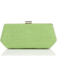 Apple Crinkle Clutch - predominant colour: pistachio; occasions: evening, occasion; type of pattern: standard; style: clutch; length: hand carry; size: small; material: fabric; pattern: plain; finish: plain