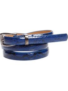 Amelia Skinny Snake Belt - predominant colour: royal blue; occasions: casual, evening, work, occasion, holiday; type of pattern: small; style: classic; size: skinny; worn on: hips; material: faux leather; pattern: animal print; finish: patent