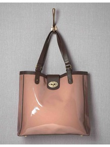 Chelsea Bag - secondary colour: chocolate brown; predominant colour: nude; occasions: casual, work; type of pattern: standard; style: tote; length: shoulder (tucks under arm); size: standard; material: leather; pattern: plain; finish: patent