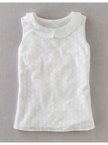 Marcy Top - pattern: plain; sleeve style: sleeveless; predominant colour: white; occasions: casual, holiday; length: standard; style: top; fibres: cotton - 100%; fit: straight cut; neckline: no opening/shirt collar/peter pan; sleeve length: sleeveless; pattern type: fabric; embellishment: embroidered; texture group: broiderie anglais
