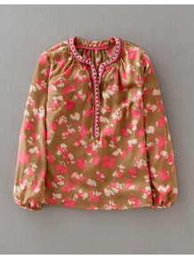 Beaded Placket Evening Top - neckline: v-neck; bust detail: buttons at bust (in middle at breastbone)/zip detail at bust; predominant colour: pink; occasions: casual, evening, work, holiday; length: standard; style: top; fibres: silk - 100%; fit: straight cut; sleeve length: long sleeve; sleeve style: standard; texture group: silky - light; pattern type: fabric; pattern size: standard; pattern: florals; embellishment: beading