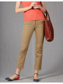 Cropped Jeans - style: straight leg; pattern: plain; pocket detail: traditional 5 pocket; waist: mid/regular rise; predominant colour: stone; occasions: casual; length: ankle length; fibres: cotton - stretch; texture group: denim; pattern type: fabric; pattern size: standard