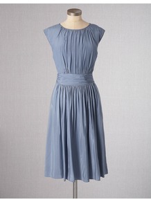 Selina Dress - style: shift; neckline: round neck; fit: fitted at waist; pattern: plain; sleeve style: sleeveless; waist detail: twist front waist detail/nipped in at waist on one side/soft pleats/draping/ruching/gathering waist detail; bust detail: ruching/gathering/draping/layers/pintuck pleats at bust; predominant colour: pale blue; occasions: casual, evening, holiday; length: just above the knee; fibres: polyester/polyamide - 100%; hip detail: soft pleats at hip/draping at hip/flared at hip; sleeve length: sleeveless; texture group: cotton feel fabrics; trends: glamorous day shifts; pattern type: fabric