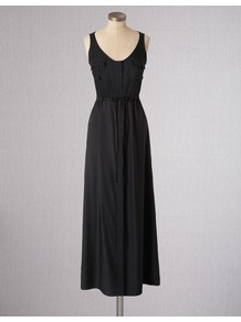 Soho Maxi - sleeve style: standard vest straps/shoulder straps; pattern: plain; style: maxi dress; bust detail: pocket detail at bust; waist detail: belted waist/tie at waist/drawstring; predominant colour: black; occasions: casual, holiday; length: floor length; fit: body skimming; neckline: scoop; fibres: silk - mix; sleeve length: sleeveless; texture group: silky - light; pattern type: fabric; pattern size: standard