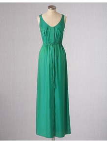 Soho Maxi - pattern: plain; sleeve style: sleeveless; style: maxi dress; bust detail: pocket detail at bust; waist detail: belted waist/tie at waist/drawstring; predominant colour: emerald green; occasions: casual, holiday; length: floor length; fit: body skimming; neckline: scoop; fibres: silk - mix; sleeve length: sleeveless; texture group: silky - light; pattern type: fabric; pattern size: standard