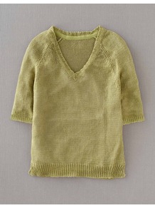Gauzy Linen Jumper - neckline: v-neck; pattern: plain; style: standard; predominant colour: lime; occasions: casual; length: standard; fibres: linen - 100%; fit: standard fit; sleeve length: half sleeve; sleeve style: standard; texture group: knits/crochet; trends: fluorescent; pattern type: knitted - other; pattern size: standard