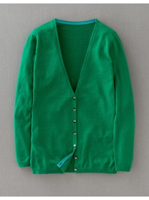 Fine Cashmere V Neck Cardigan - neckline: low v-neck; pattern: plain; length: below the bottom; predominant colour: emerald green; occasions: casual; style: standard; fit: slim fit; fibres: cashmere - 100%; sleeve length: long sleeve; sleeve style: standard; texture group: knits/crochet; pattern type: knitted - fine stitch; pattern size: standard