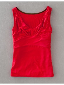 Easy Vest - sleeve style: standard vest straps/shoulder straps; pattern: plain; style: vest top; bust detail: ruching/gathering/draping/layers/pintuck pleats at bust; predominant colour: true red; occasions: casual, holiday; length: standard; neckline: scoop; fibres: viscose/rayon - stretch; fit: tight; sleeve length: sleeveless; pattern type: fabric; pattern size: standard; texture group: jersey - stretchy/drapey