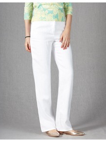 Drawstring Linen Trousers - length: standard; pattern: plain; waist: mid/regular rise; predominant colour: white; occasions: casual; fibres: linen - 100%; texture group: linen; fit: straight leg; pattern type: fabric; style: standard